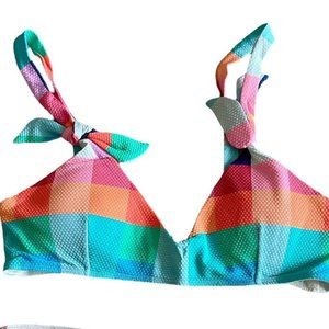 Paper London Lucia Bikini Top Tropical Check Size L NWT